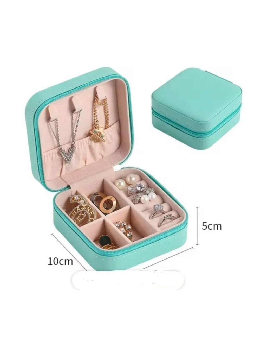 Compact Travel Jewelry Organizer Case – Dark Grey Cream Interior